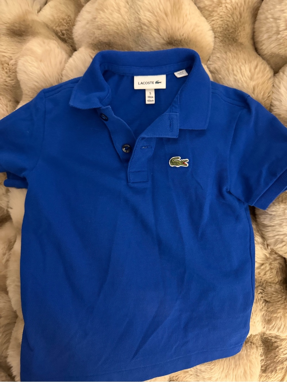 Lacoste Kids Blue Cotton Polo Shirt Size 5